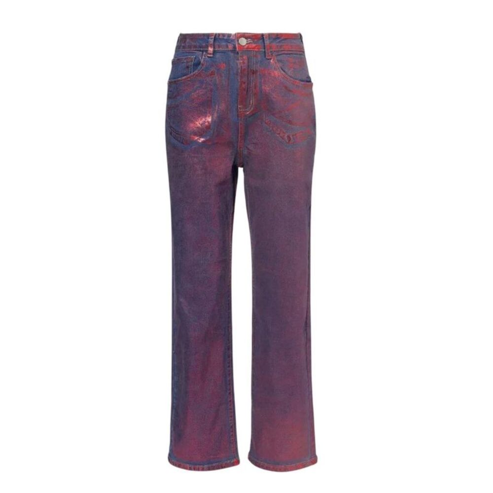 AmyLynn Womens/Ladies Lupe Metallic 5 Pockets Jeans / Red